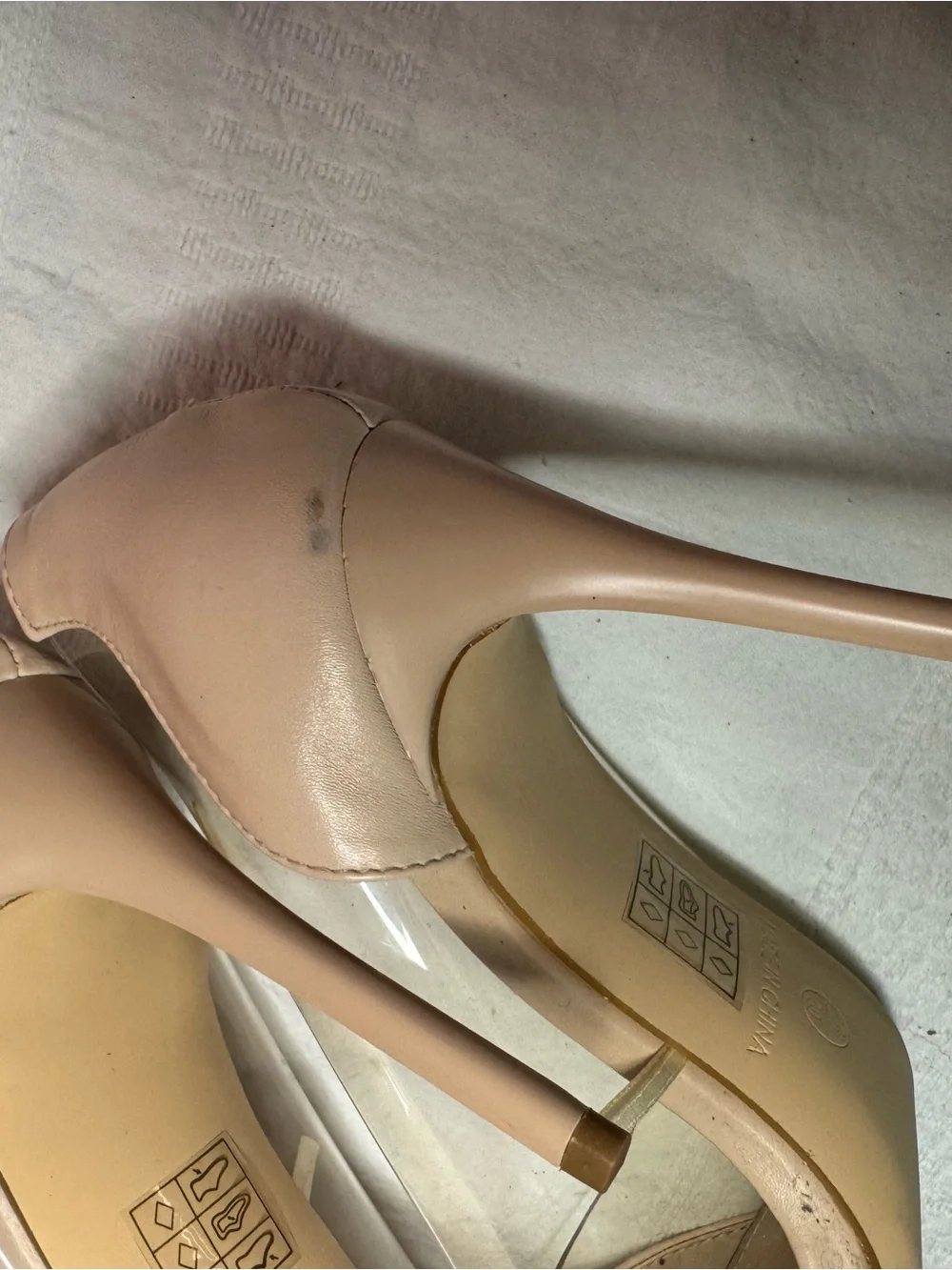 Truffle Collection Wide Fit pointed clear heeled shoes in beige